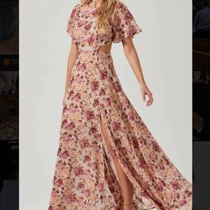 ASTR the label Katrina Floral cutout flutter sleeve maxi dress
